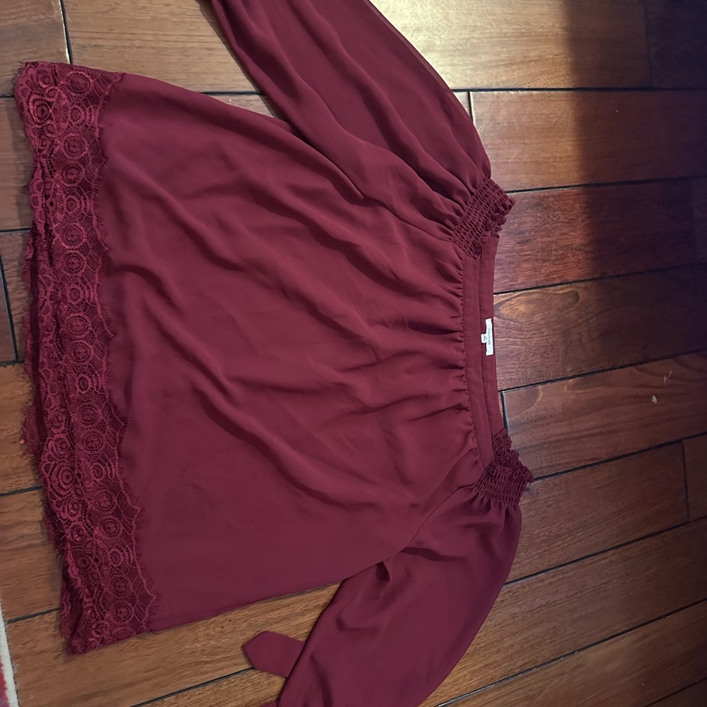 Maurices Red Smocked Blouse Relaxed Fit